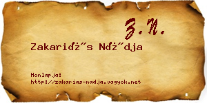 Zakariás Nádja névjegykártya